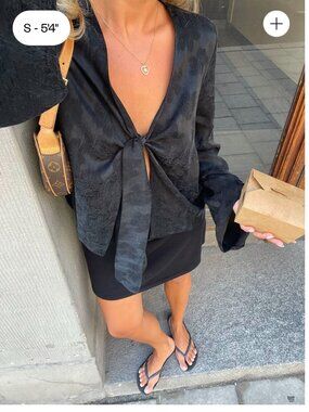 NWT - Djerf Avenue Long Sleeve Tie Front Top